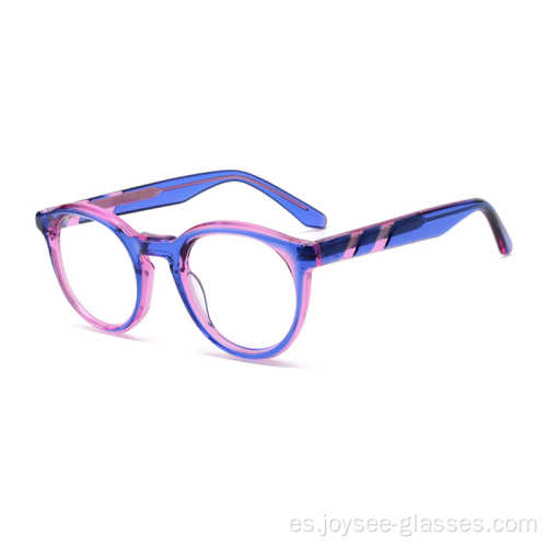 Material de acetato de alta calidad de uso femenino gafas redondas de forma redonda gafas